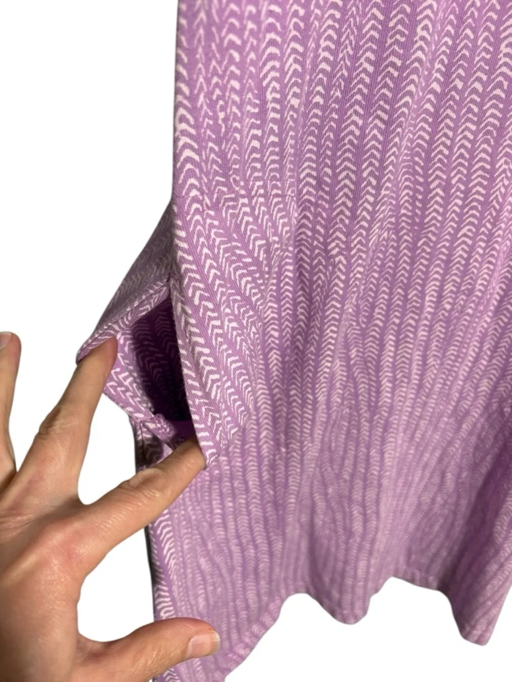 FRESH PRODUCE | Lilac Chevron Print V-Neck Sleeveless Dress size L USA Cotton - Picture 6 of 14